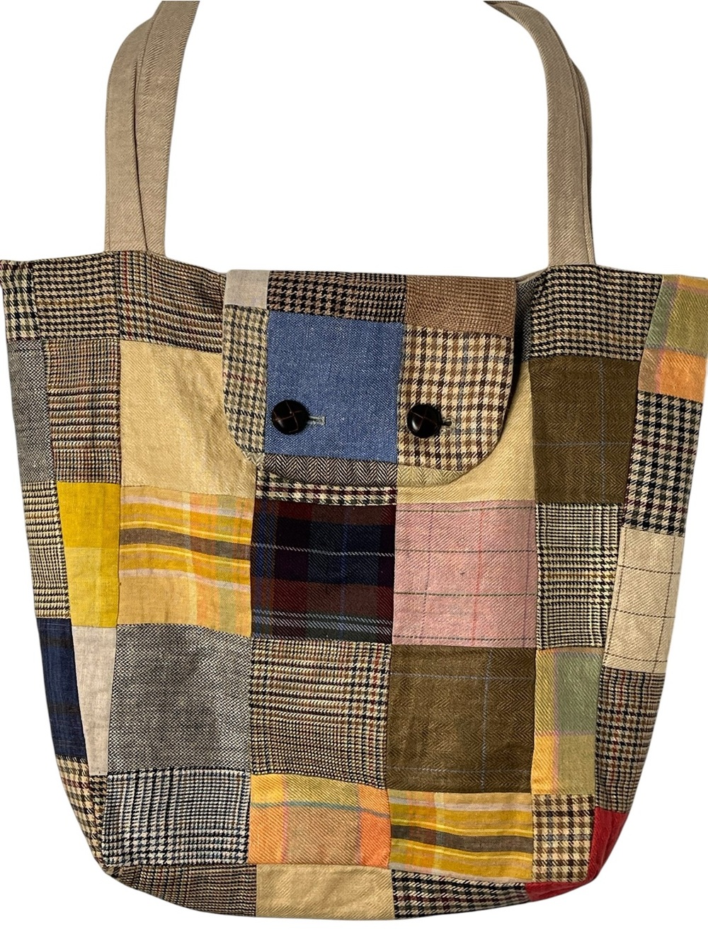 Hanna Hats of Donegal Handcrafted Patchwork Pure Irish Linen Tote Shoulder Bag - Picture 4 of 9